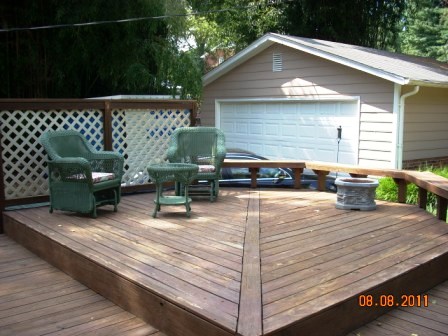 Deck and Garage front view